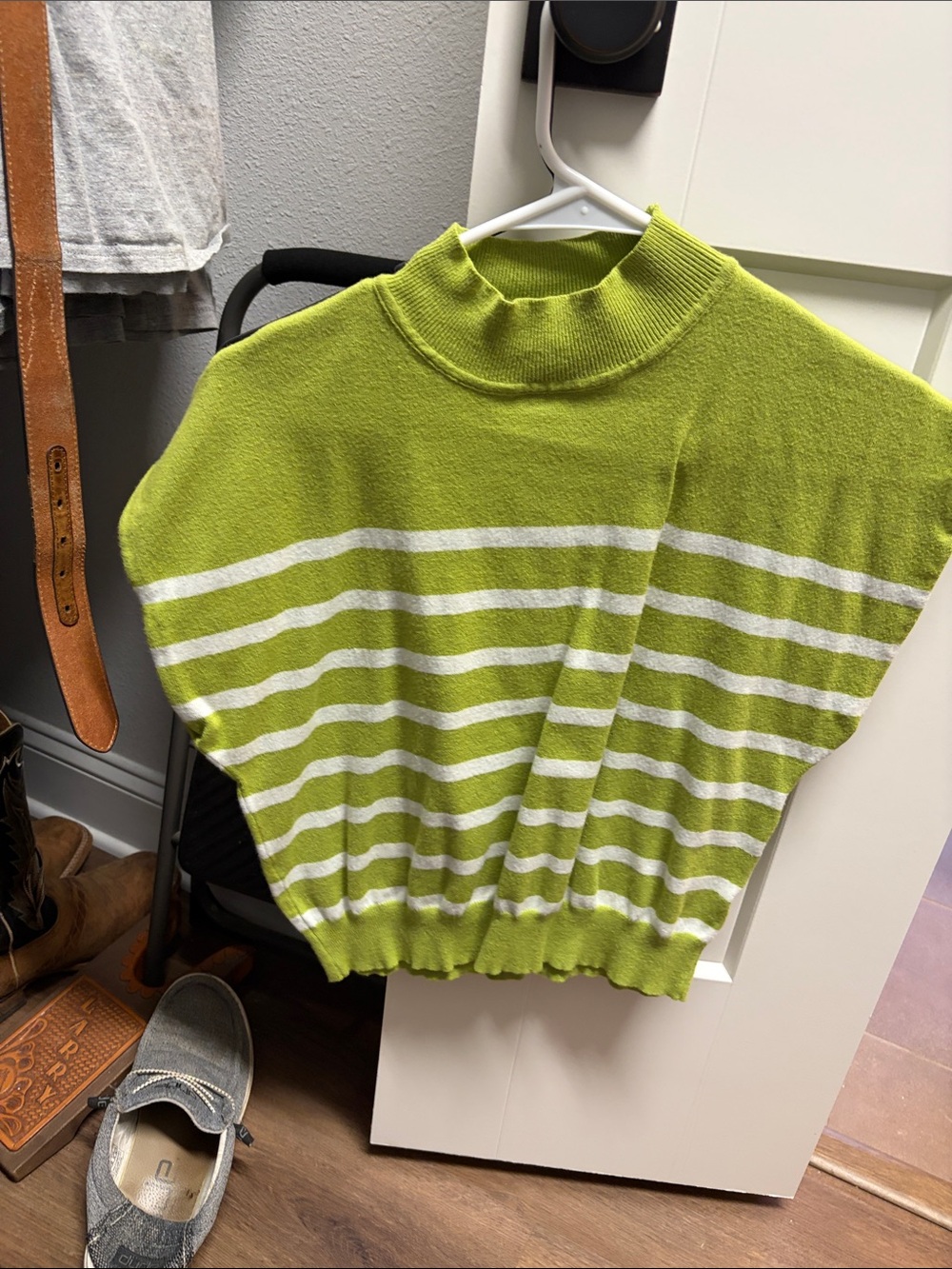 Women’s Lime Green Striped Knit Sweater
